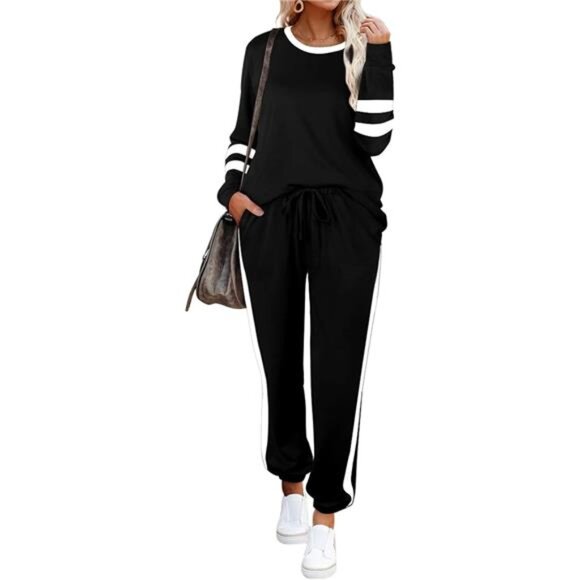 Women's Sweatsuit – 2 Piece Outfit with Crewneck Sweatshirt Pullover - Picture 3 of 7